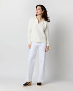 Load image into Gallery viewer, Catherine Johnny-Collar Sweater in Chalk Cotton
