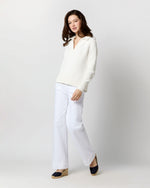 Load image into Gallery viewer, Catherine Johnny-Collar Sweater in Chalk Cotton
