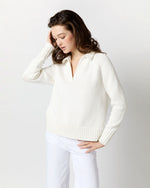 Load image into Gallery viewer, Catherine Johnny-Collar Sweater in Chalk Cotton
