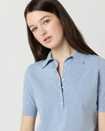 Load image into Gallery viewer, Tasha Polo Sweater in Pale Heather Sky Cotton
