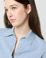 Load image into Gallery viewer, Tasha Polo Sweater in Pale Heather Sky Cotton
