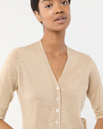 Load image into Gallery viewer, Short-Sleeved Rosie V-Neck Cardigan in Khaki Linen
