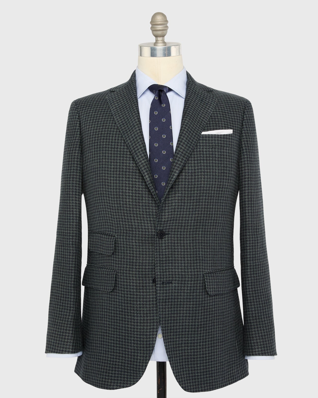 Virgil No. 2 Jacket in Olive/Navy Houndstooth Hopsack