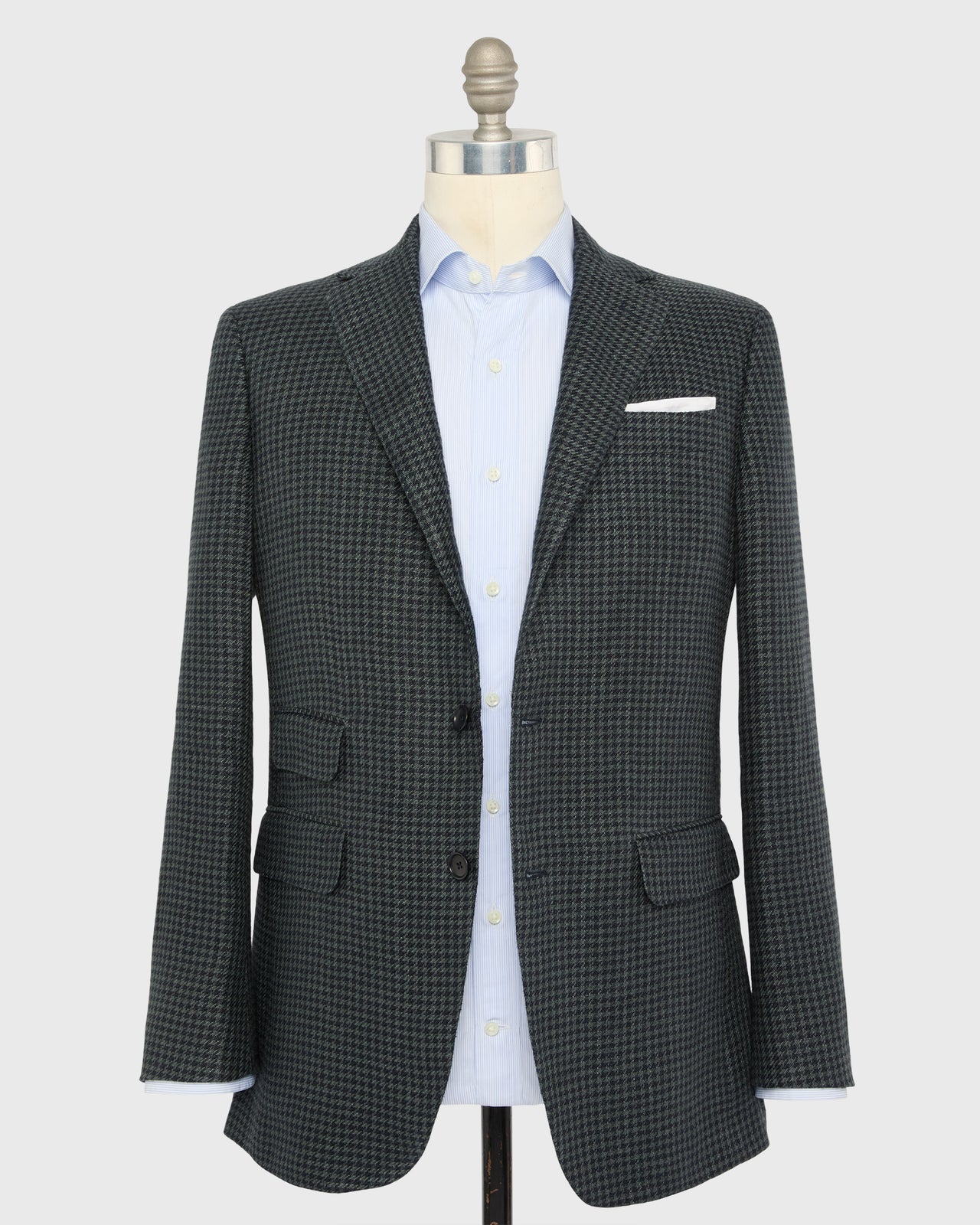 Virgil No. 2 Jacket in Olive/Navy Houndstooth Hopsack