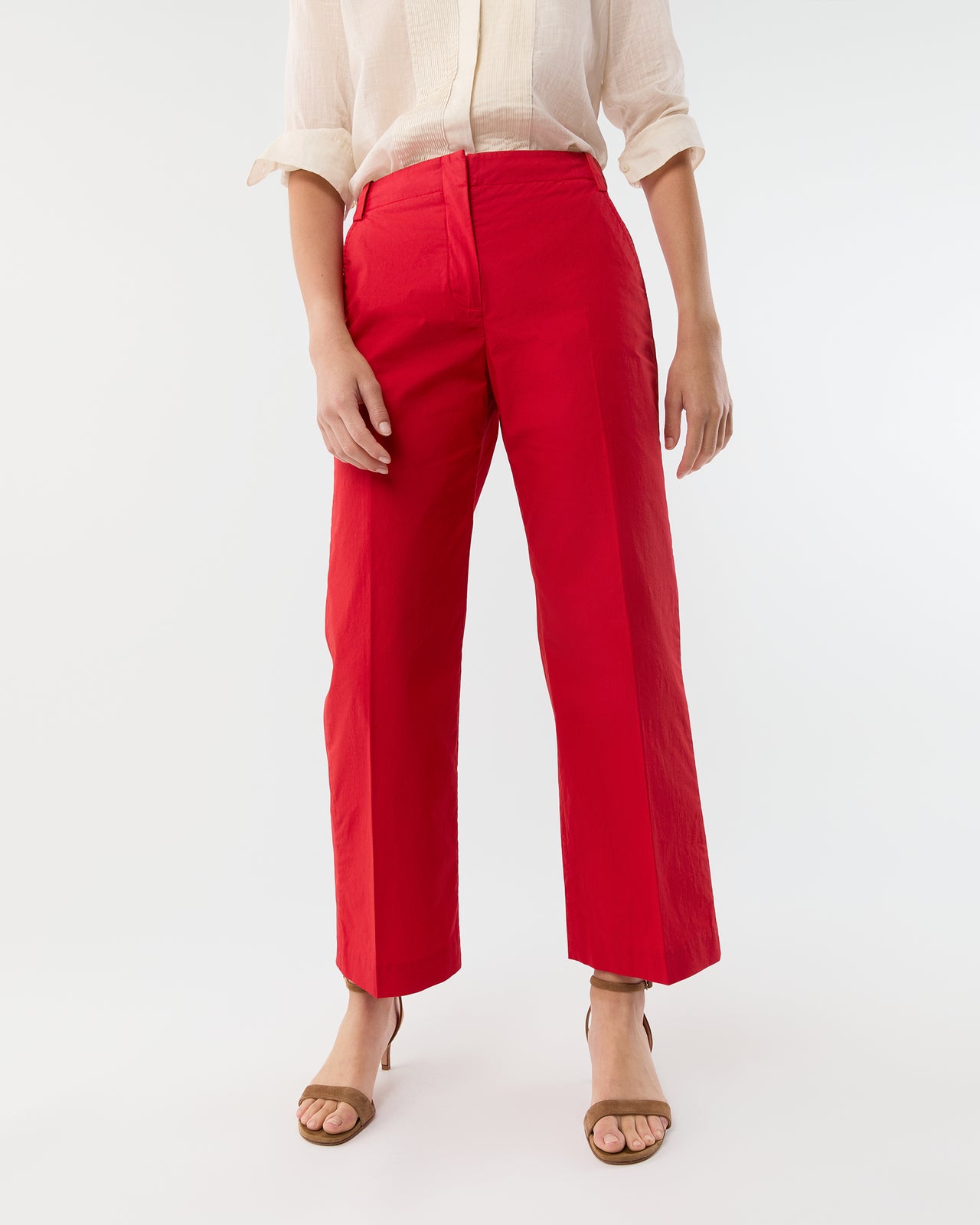Frankie Cropped Pant in Red Paperweight Stretch Poplin