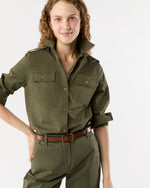 Load image into Gallery viewer, Safari Shirt in Olive Stretch Twill
