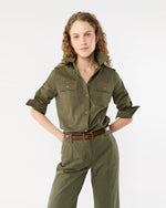 Load image into Gallery viewer, Safari Shirt in Olive Stretch Twill
