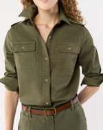 Load image into Gallery viewer, Safari Shirt in Olive Stretch Twill

