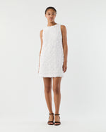 Load image into Gallery viewer, Susy Shift Dress in White Floral Chain Embroidery
