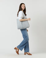 Load image into Gallery viewer, Reusable Tote Bag in Steel Blue Multi Hannah Rose Liberty Fabric
