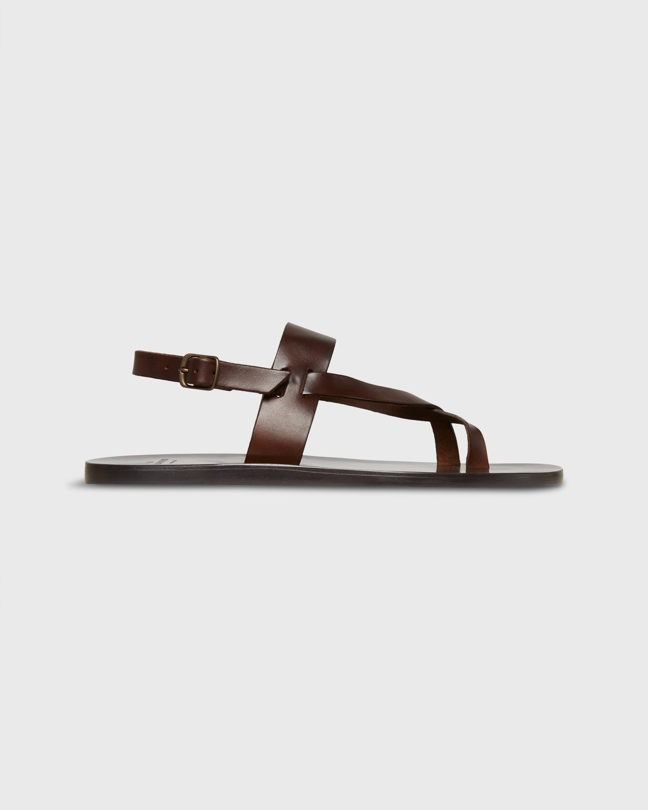Toe-Strap Sandal in Brown Leather