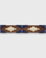 Load image into Gallery viewer, 1 1/8" Polo Belt in Bone/Navy/Lavender Medium Brown Leather
