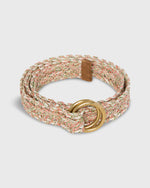 Load image into Gallery viewer, 1" Woven Double O-Ring Belt in Orange/Green/Bone Cotton
