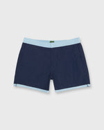 Load image into Gallery viewer, Zip-Front Standard Swim Short in Navy/Sky Nylon
