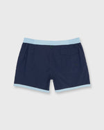 Load image into Gallery viewer, Zip-Front Standard Swim Short in Navy/Sky Nylon
