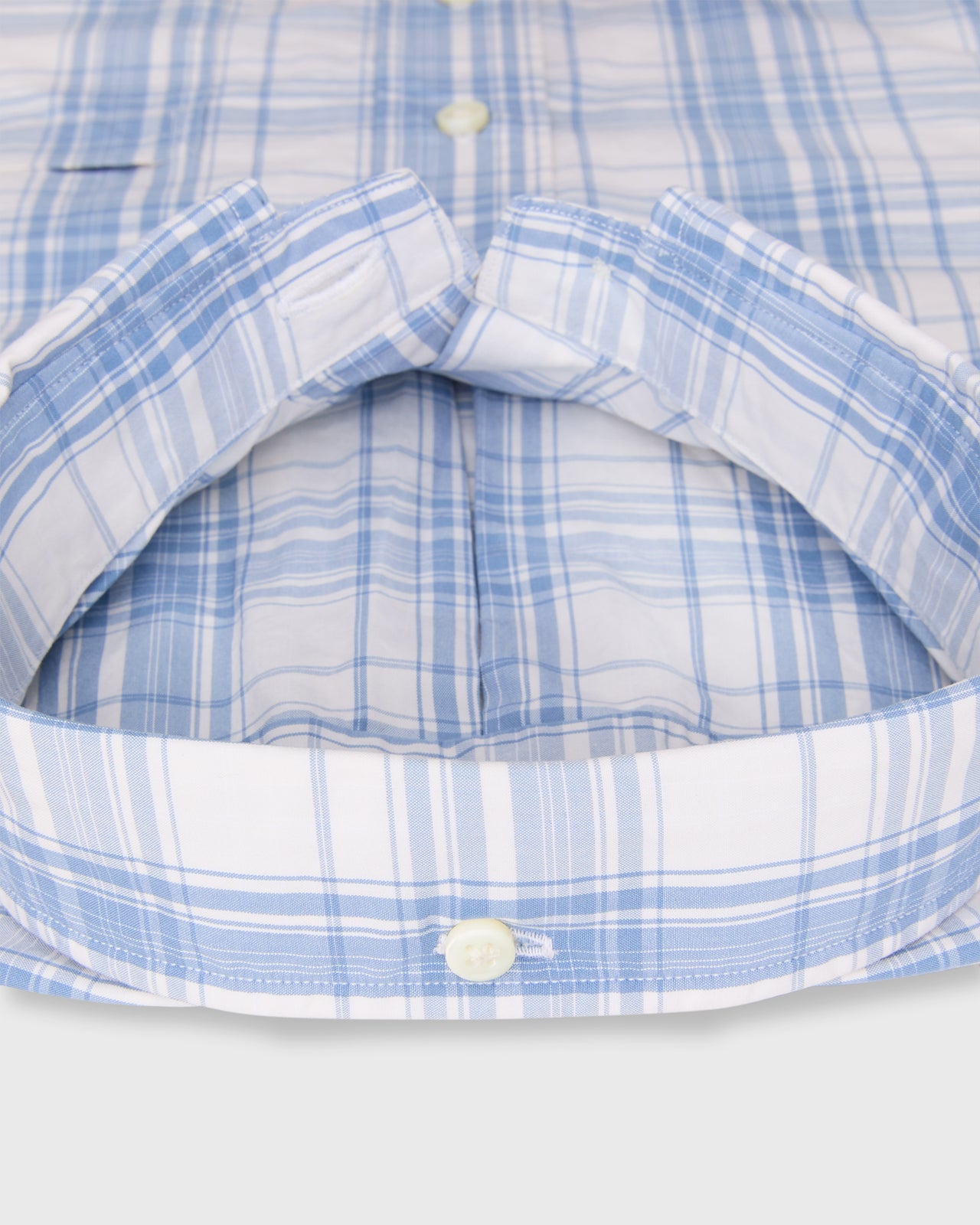 Button-Down Sport Shirt in Bone/Harbor Plaid Poplin