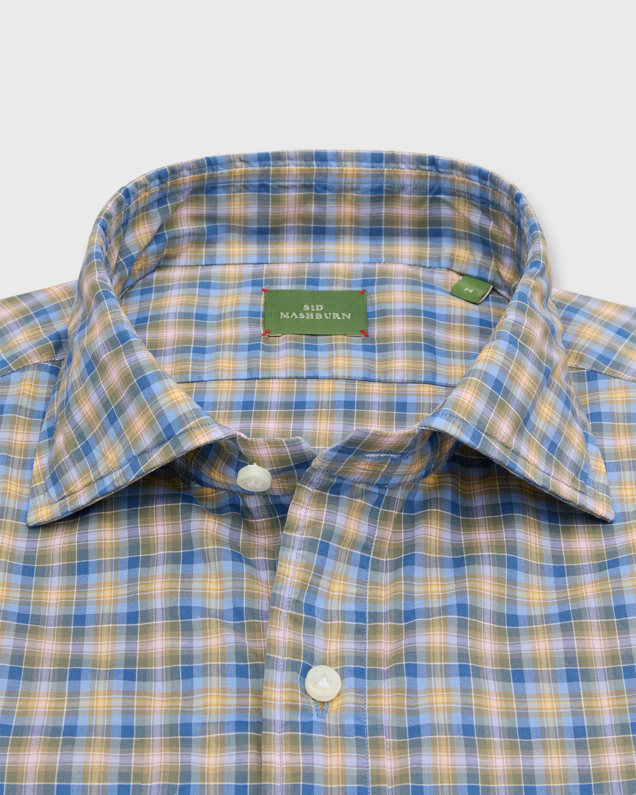 Otto Handmade Sport Shirt in Blue/Yellow/Pink Check Poplin