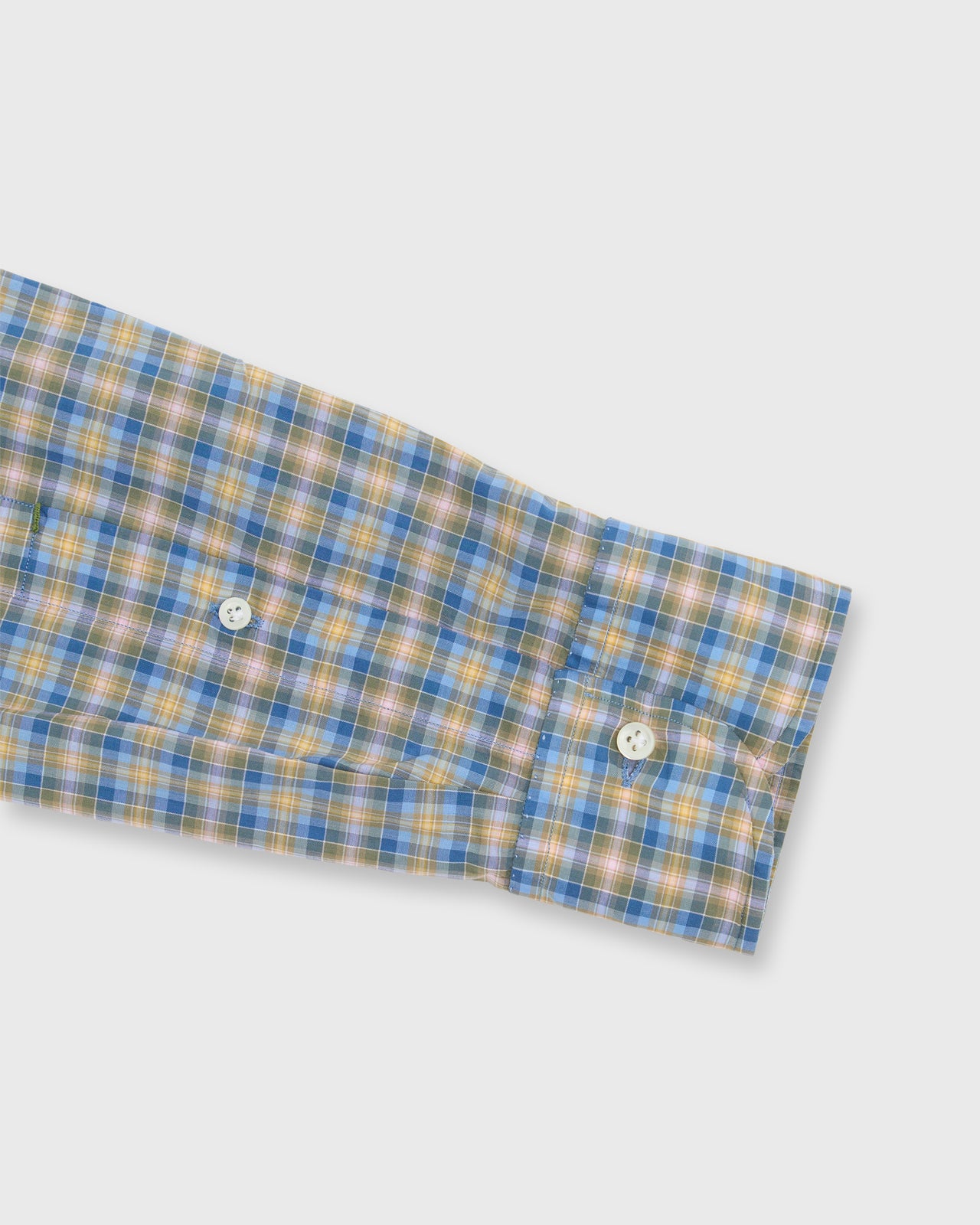 Otto Handmade Sport Shirt in Blue/Yellow/Pink Check Poplin
