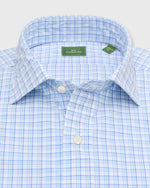 Load image into Gallery viewer, Spread Collar Sport Shirt in White/Seaglass/Dutch Check Poplin
