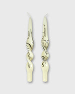 Load image into Gallery viewer, Hand-Painted Twist Taper Candles (Set of 2) in Line Drawing
