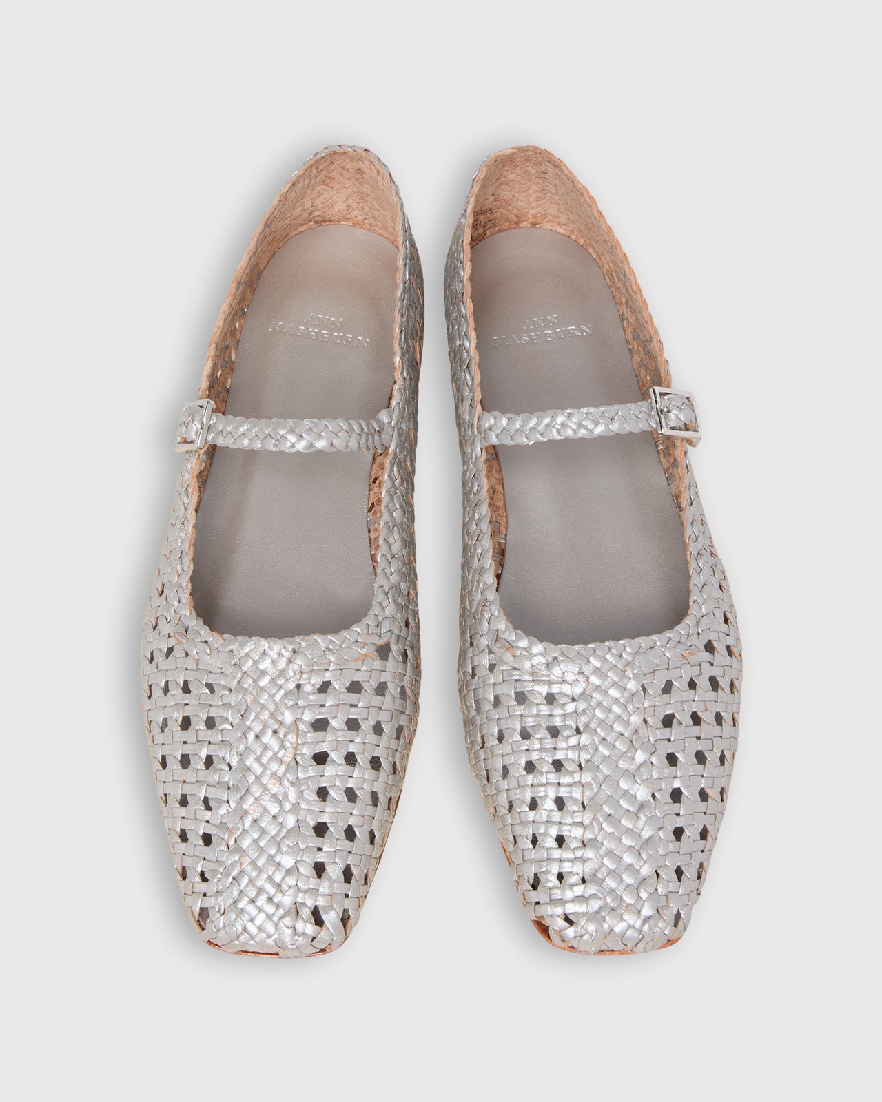 Handwoven Mary Jane in Silver Leather