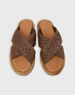 Load image into Gallery viewer, Woven Criss-Cross Slide in Brown Leather

