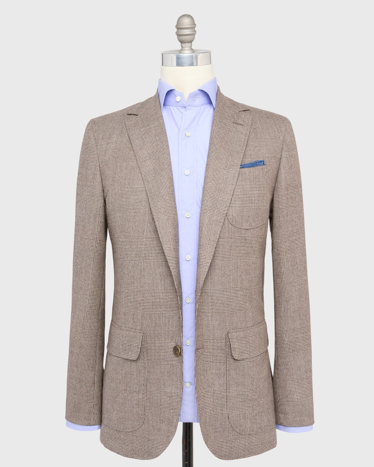 Ghost Blazer in Chocolate/Oat Glen Plaid Brushed Hopsack