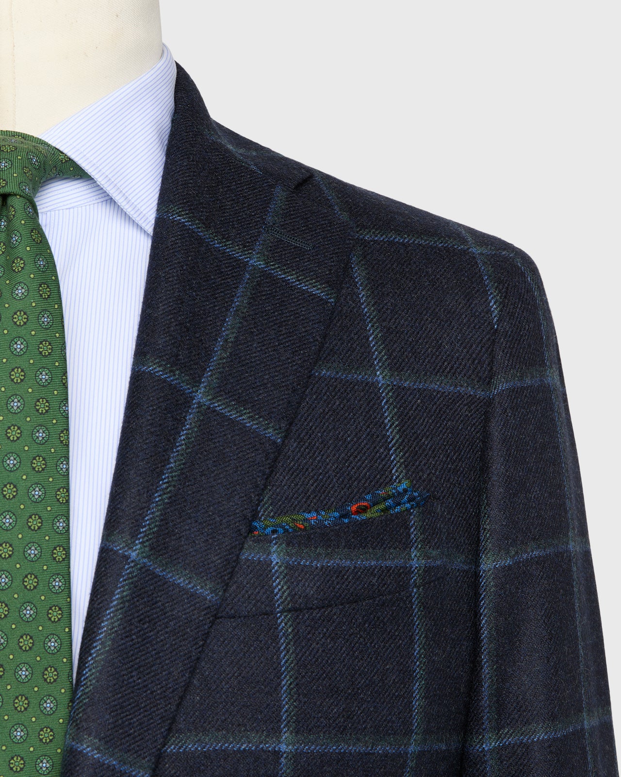 Virgil No. 3 Jacket in Navy/Spruce/Blue Windowpane Brushed Twill