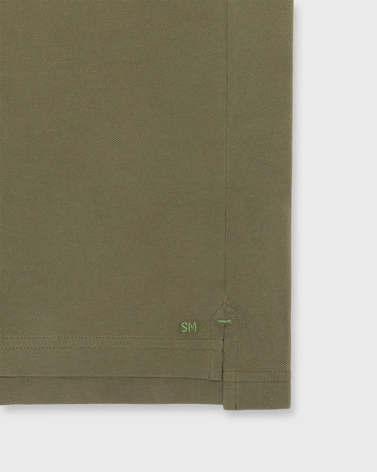 Short-Sleeved Polo in Olive Pima Pique