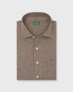 Load image into Gallery viewer, Spread Collar Sport Shirt in Brown/Sawdust Gingham Brushed Twill
