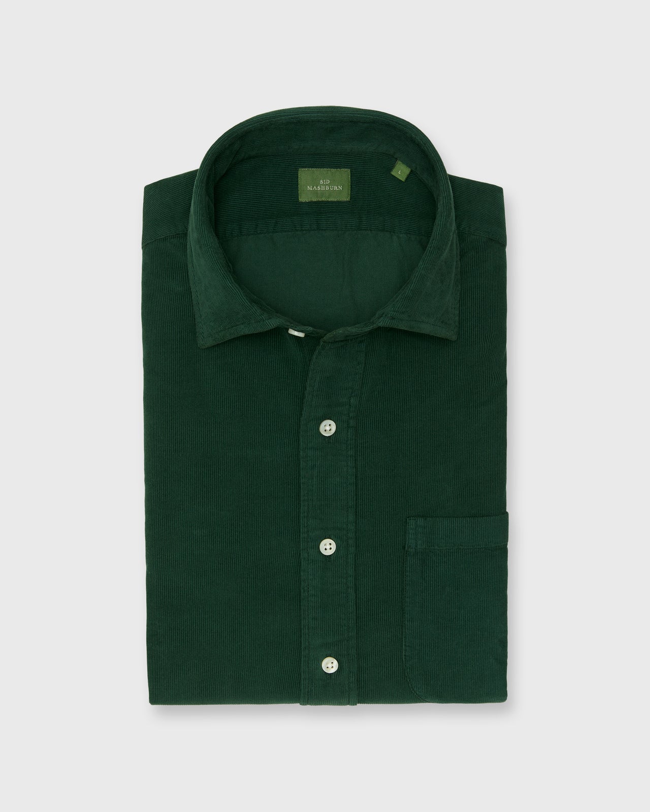 Spread Collar Sport Shirt in Forest Corduroy