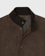 Load image into Gallery viewer, Button-Front Bomber Jacket in Brown Suede

