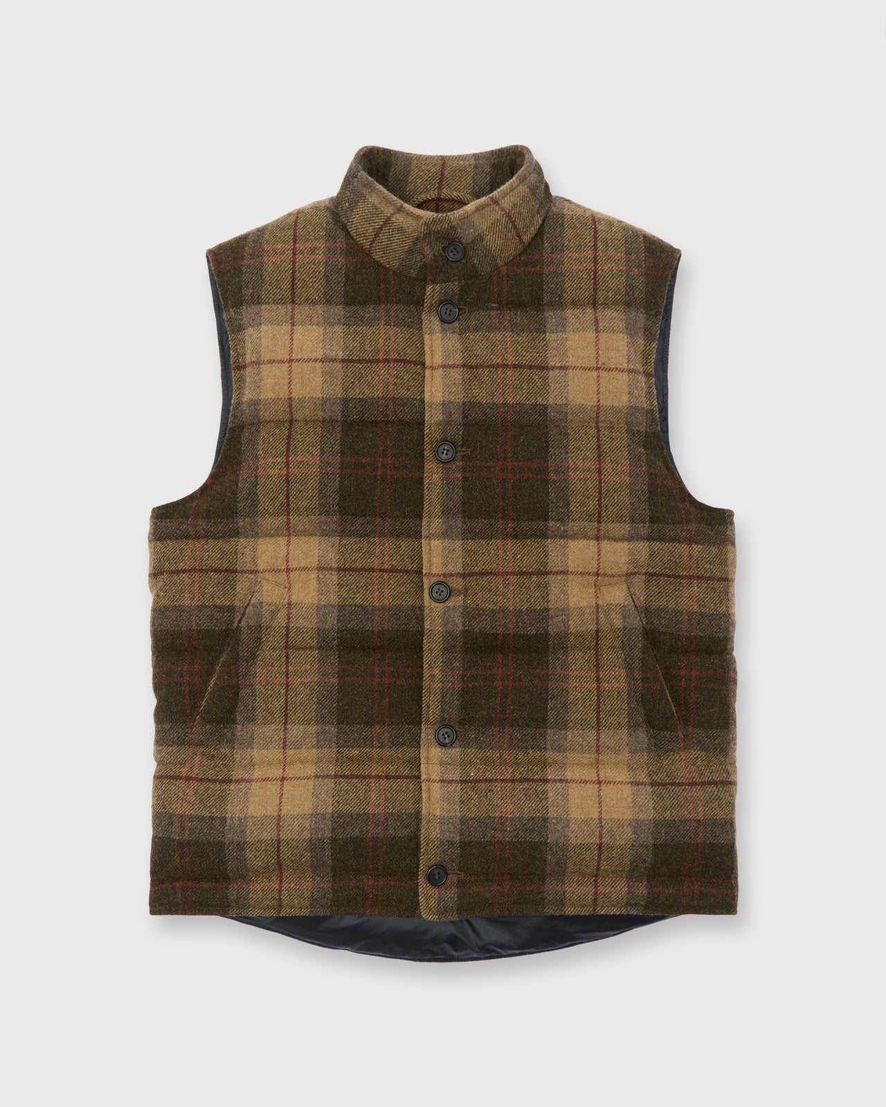 Cashball Vest in Khaki/Brown/Red Plaid Tweed