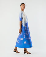 Load image into Gallery viewer, Paige Maxi Dress in Blue Watercolor Printed Mikado
