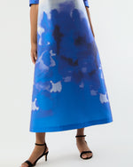 Load image into Gallery viewer, Paige Maxi Dress in Blue Watercolor Printed Mikado
