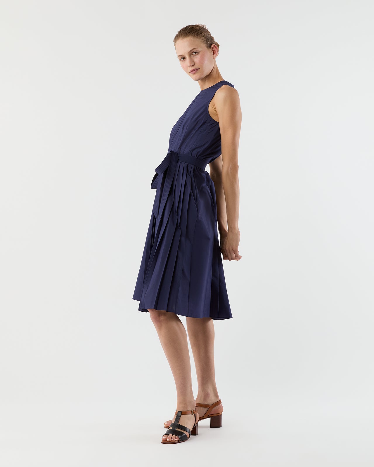 Joelle Dress in Navy Lightweight Poplin