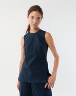 Load image into Gallery viewer, Jo Tunic in Navy Paperweight Stretch Poplin
