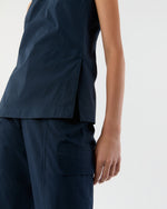 Load image into Gallery viewer, Jo Tunic in Navy Paperweight Stretch Poplin

