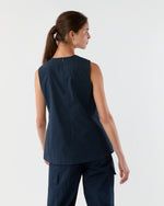 Load image into Gallery viewer, Jo Tunic in Navy Paperweight Stretch Poplin

