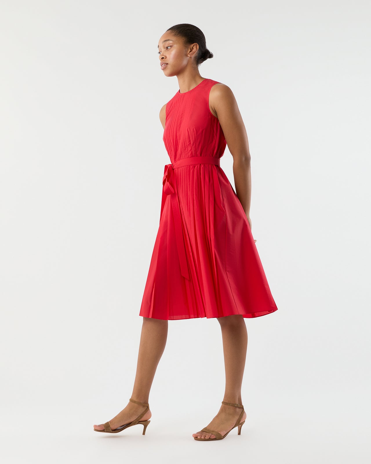Joelle Dress in Red Lightweight Poplin