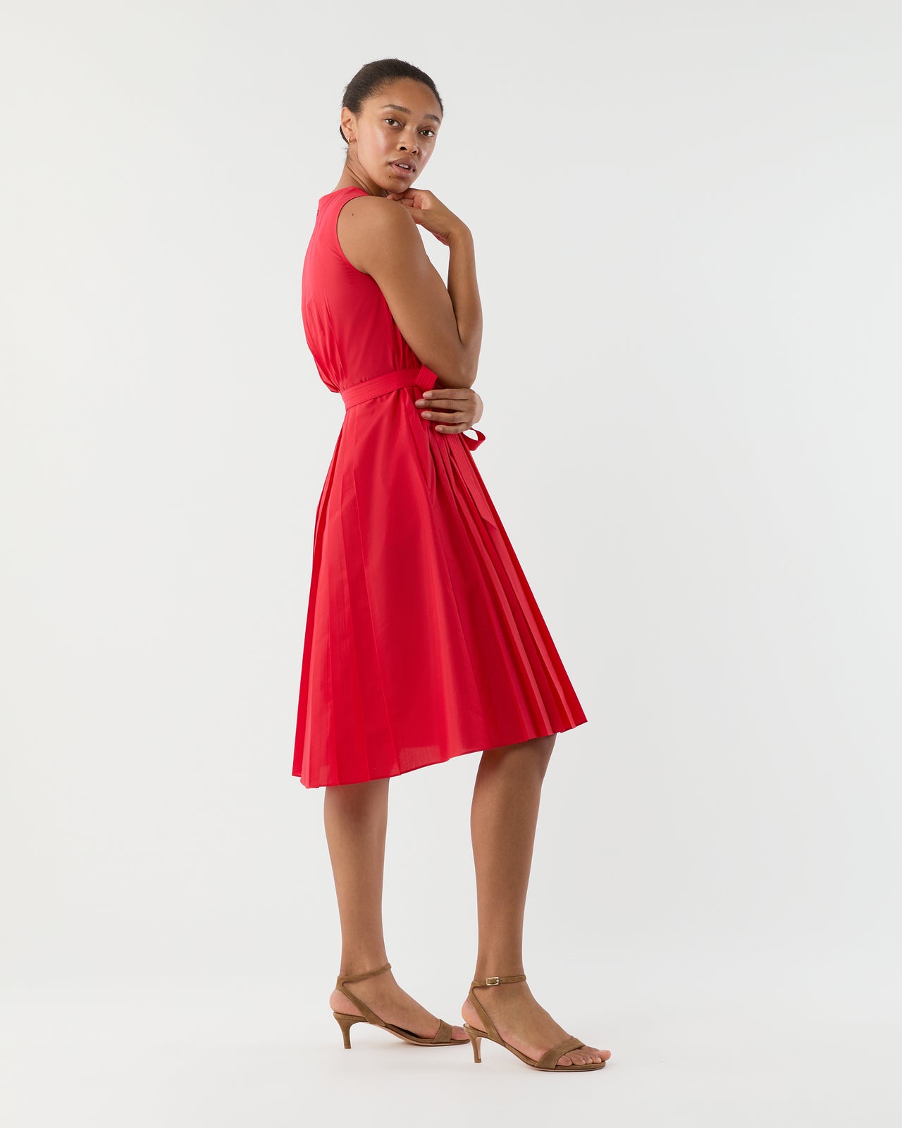 Joelle Dress in Red Lightweight Poplin