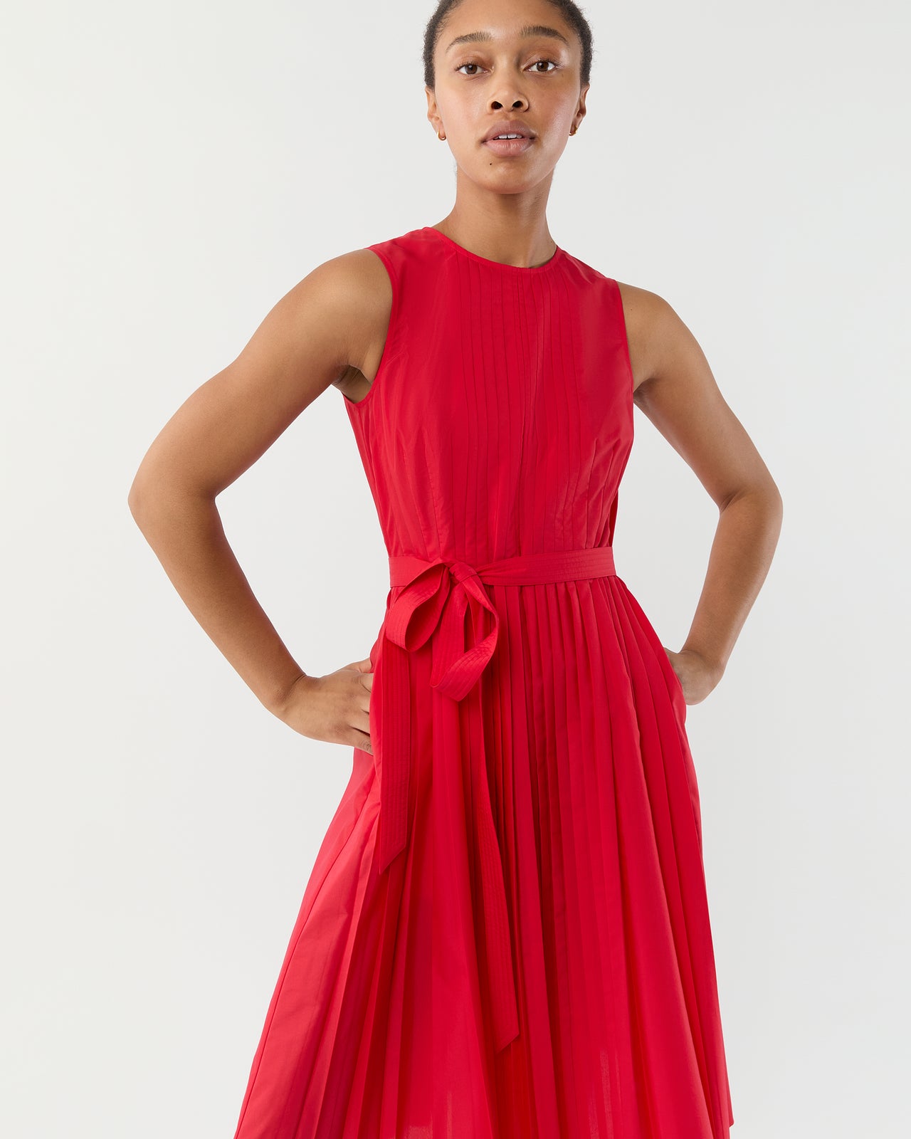 Joelle Dress in Red Lightweight Poplin