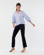 Load image into Gallery viewer, Victoria Blouse in Sky/White Small Bengal Stripe Linen
