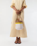 Load image into Gallery viewer, Small Kiondo Shopper Basket in Top Stripe Yellow
