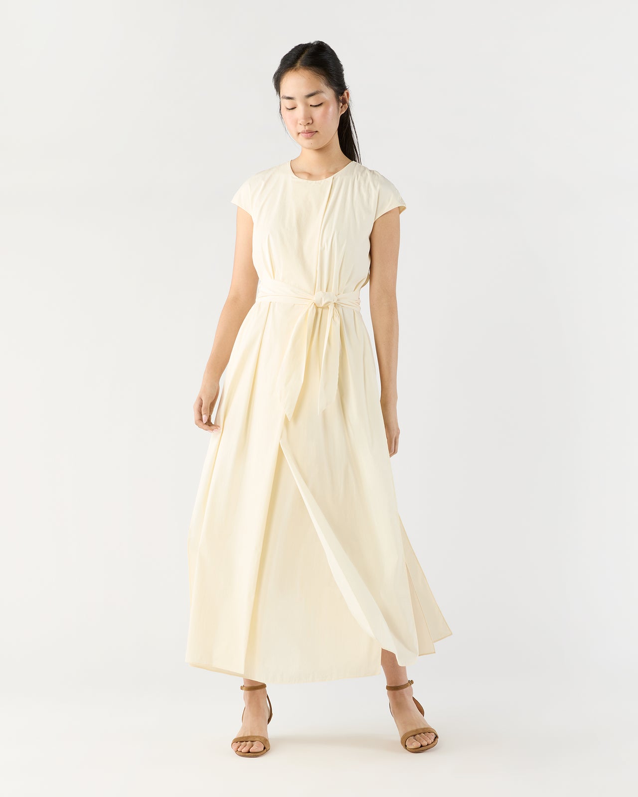 Scarlett Dress in Natural Paperweight Stretch Poplin