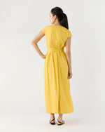 Load image into Gallery viewer, Scarlett Dress in Marigold Paperweight Stretch Poplin
