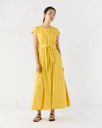 Load image into Gallery viewer, Scarlett Dress in Marigold Paperweight Stretch Poplin
