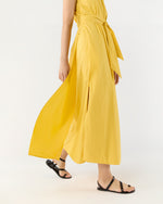 Load image into Gallery viewer, Scarlett Dress in Marigold Paperweight Stretch Poplin
