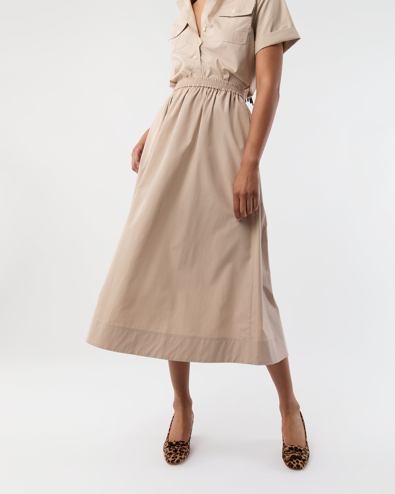 Miranda Skirt in Stone Poplin