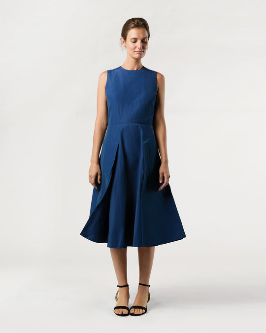 Arielle Dress in Petrol Nylon Faille